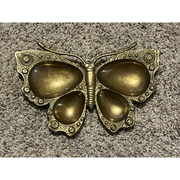 Brass Butterfly Trinket Dish PENCO Vtg Original Lamker Label Rare HTF - Picture 2 of 8
